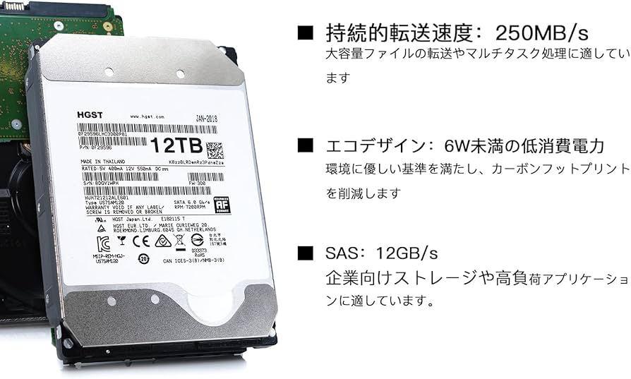 Amazon | HGST 12TB hdd 3.5インチ HGST ハードディスク 外付け
